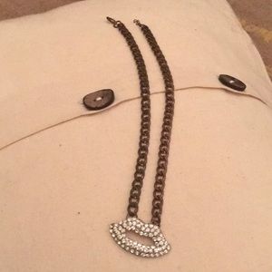Vintage Lips Rhinestone Necklace